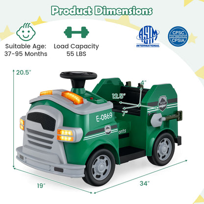 12V Toddler Fire Toy Car with Shovel and Wrench for Ages 37-95 Months