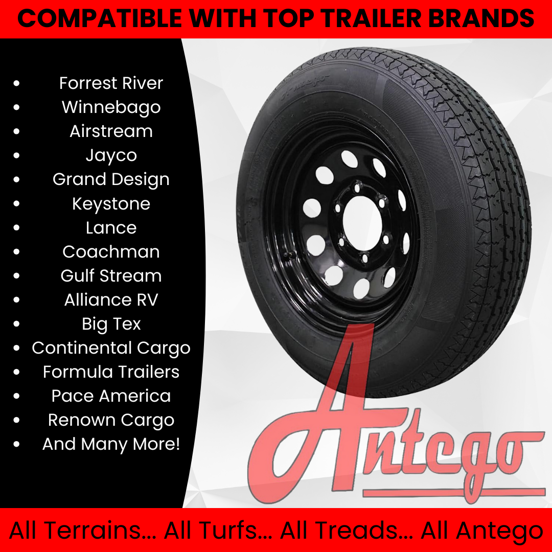 (Set of 4) Antego Tire and Wheel 205/75R15 Trailer Tire – Reinforced 8-Ply-Ply Design, 15.0-Inch Rim – Built for Long-Distance Hauling & Stability | A15604520096108ST20575R15-B4