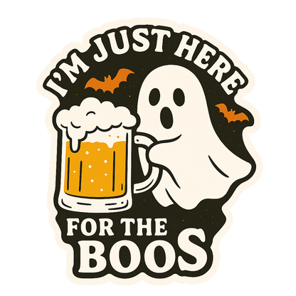 Funny Spooky Ghost Halloween Sticker "I'm just here for the BOOS"