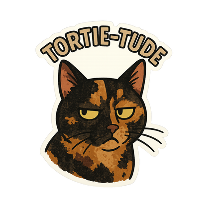 "Tortie-Tude" Cute Funny Sarcastic Tortoiseshell Cat Sticker