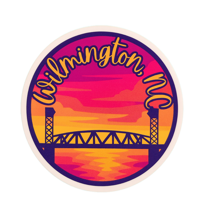 Wilmington, NC Cape Fear Memorial Bridge Sunset Sticker