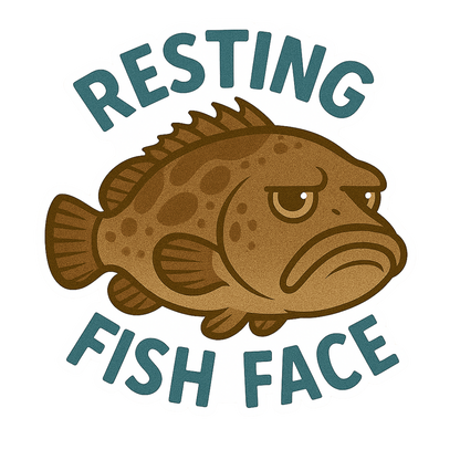 "Resting Fish Face" Funny Sarcastic Grouper Fish Sticker