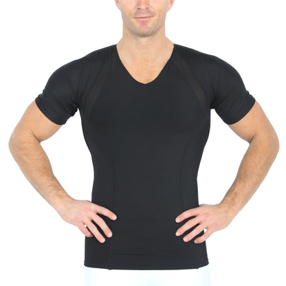 Insta Slim Compression Side & Back Power Mesh Panel V-Neck Shirt VS2307