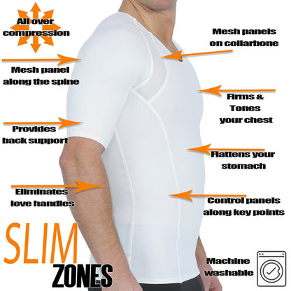 Insta Slim Compression Side & Back Power Mesh Panel V-Neck Shirt VS2307