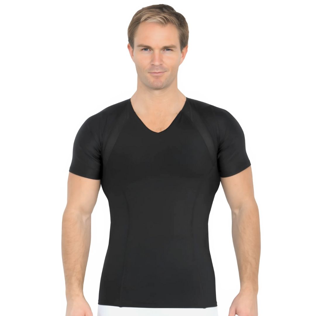 Insta Slim Compression Side & Back Power Mesh Panel V-Neck Shirt VS2307