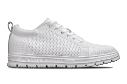 CALTO - X2321 - 2.4 Inches Taller (White/White Sole) - Lace Up Casual Sneaker - Lightweight
