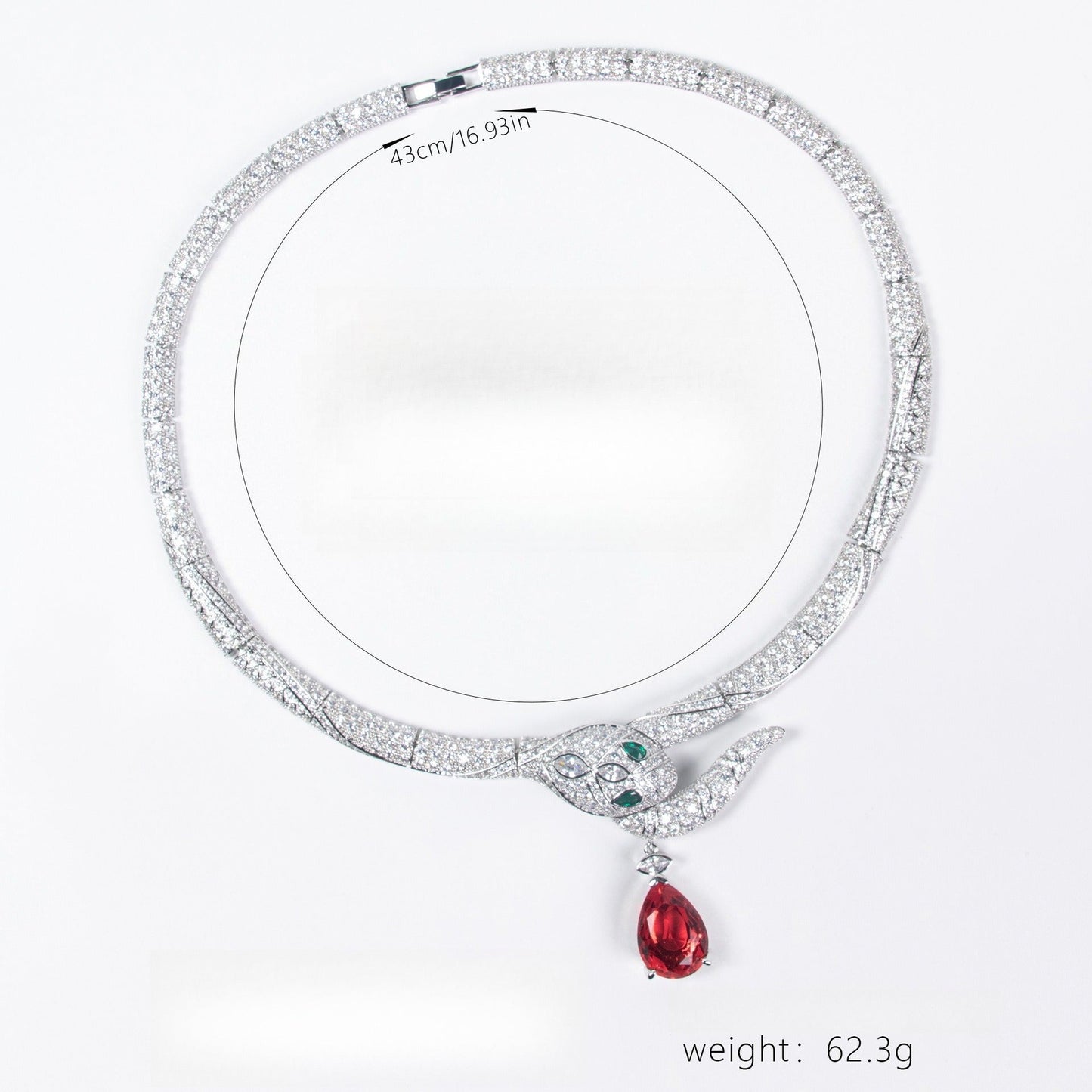 S925 Silver Snake-Shaped Cubic Zirconia Necklace