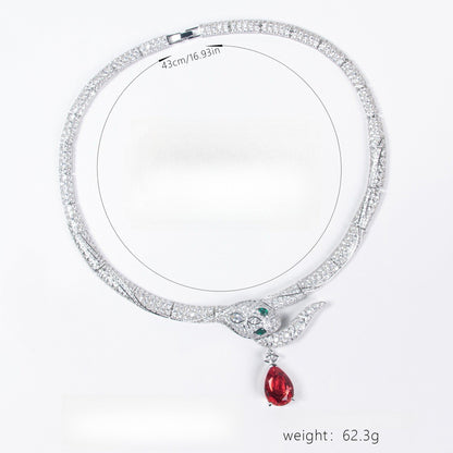 S925 Silver Snake-Shaped Cubic Zirconia Necklace