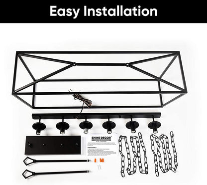 6-Light Black Linear Candle Chandelier