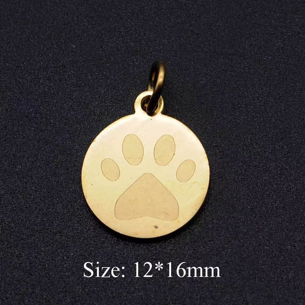 Stainless Steel Titanium Steel Engraved Name Cat Paw Dog Paw Pendant