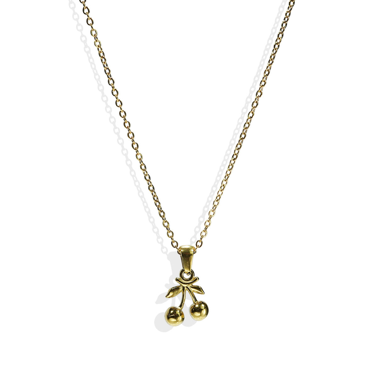 Lxalry 18K Gold Plated Stainless Steel Cherry Pendant Necklace And Earrings Set For Women - Cute Minimalist Jewelry For Daily Wear, Gifts, Summer Parties, And Anniversaries - Waterproof & Hypoallergen