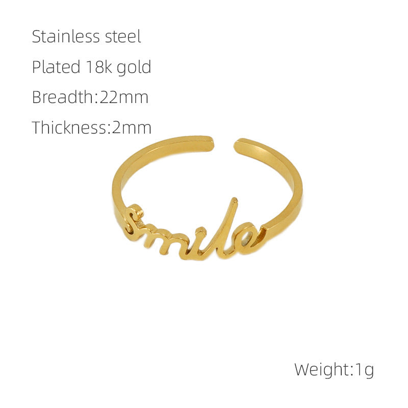 New Stainless Steel English Letters Ring