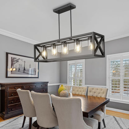 Farmhouse 5 Light Metal Linear Chandelier