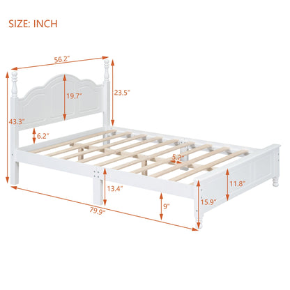 Full Size Wood Platform Bed Frame,Retro Style Platform