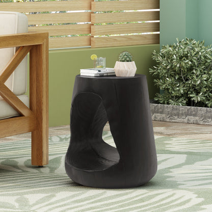 MGO Hollow Side Table with Wood-like Texture