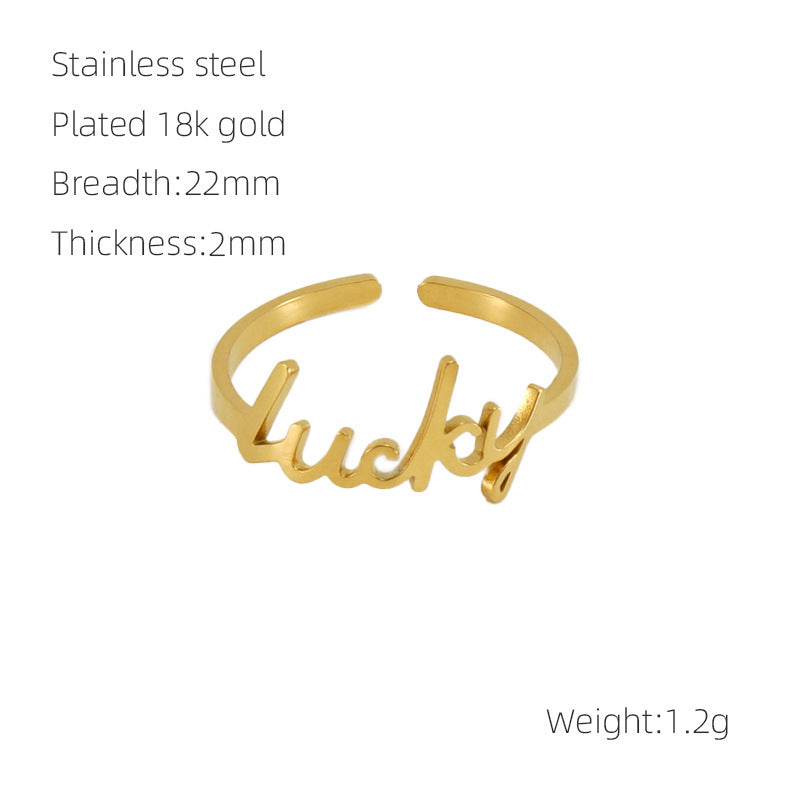 New Stainless Steel English Letters Ring