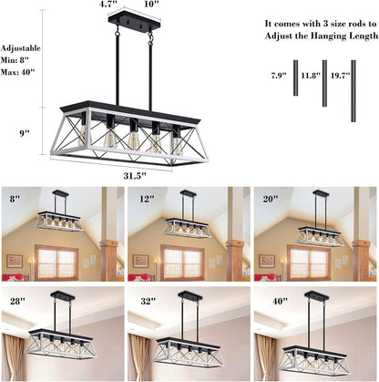 5-Light Farmhouse Pendant Linear Chandelier