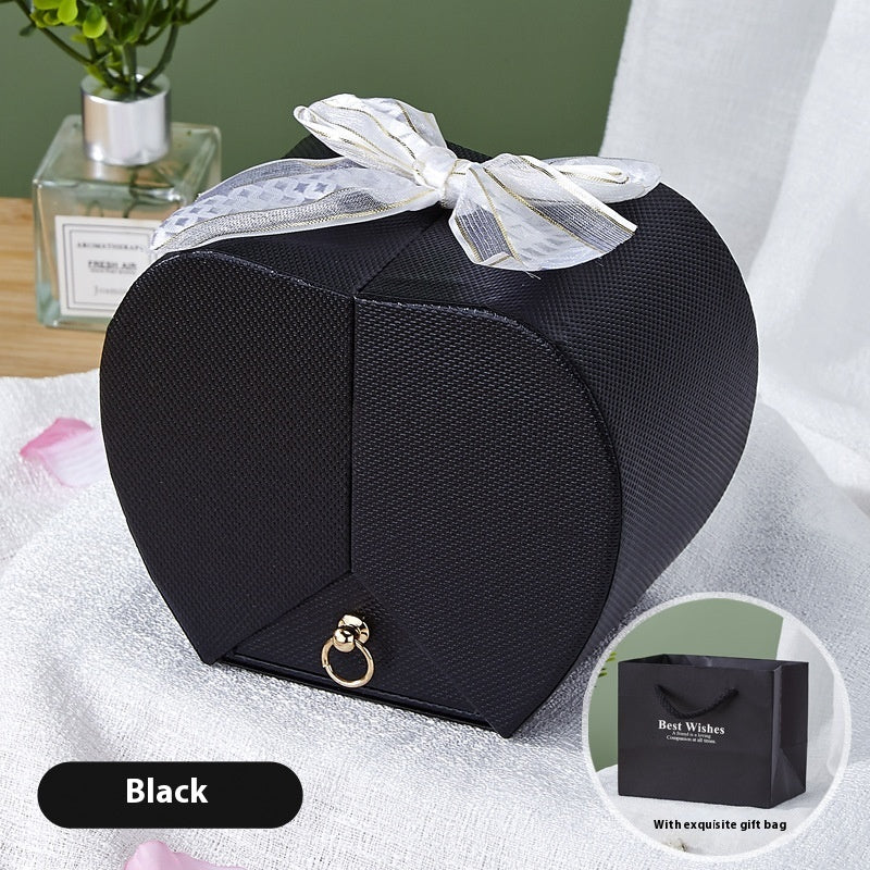 Apple Rose Jewelry Box Necklace Ring Ornament For Friends Christmas Valentine's Day