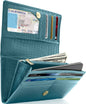 Genuine Leather Accordion Clutch Wallet – Zip Coin Pocket, RFID Blocking