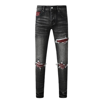 Fashionable Mens Washed Distressed Ripped Jeans