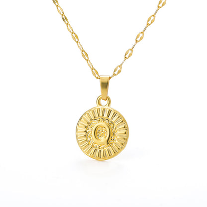 English Alphabet Disc Necklace Women And Men