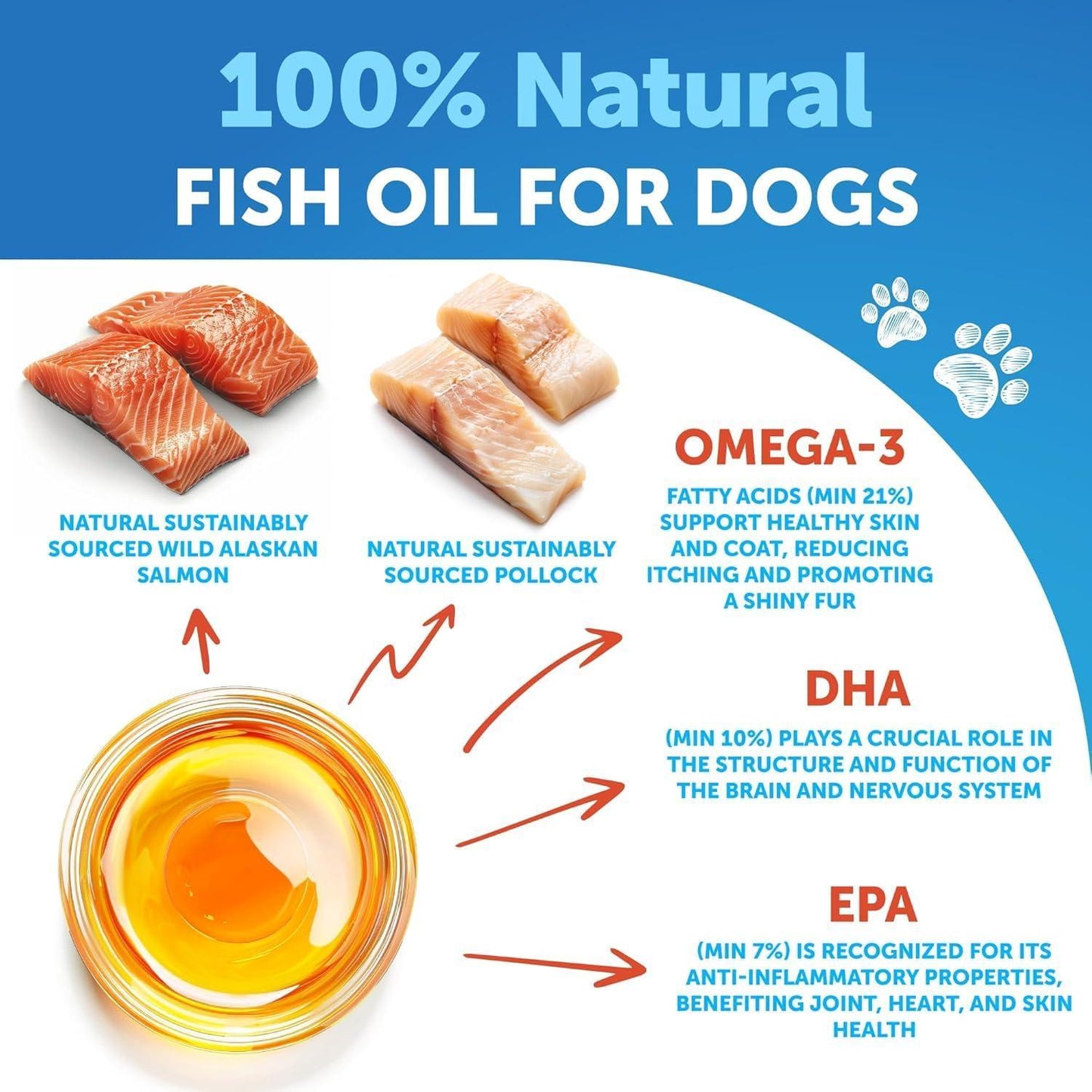 Omega 3 Fish Oil for Dogs 16 FL OZ Better Than Salmon Oil Skin and Coat Defense