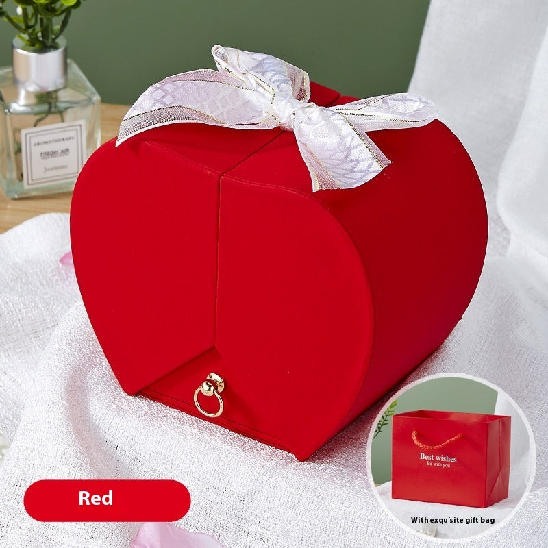 Apple Rose Jewelry Box Necklace Ring Ornament For Friends Christmas Valentine's Day