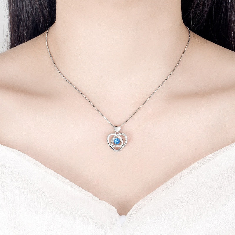 Beating Heart Necklace Light Extravagant Love Heart Ocean Heart Clavicle Chain Jewelry Suit
