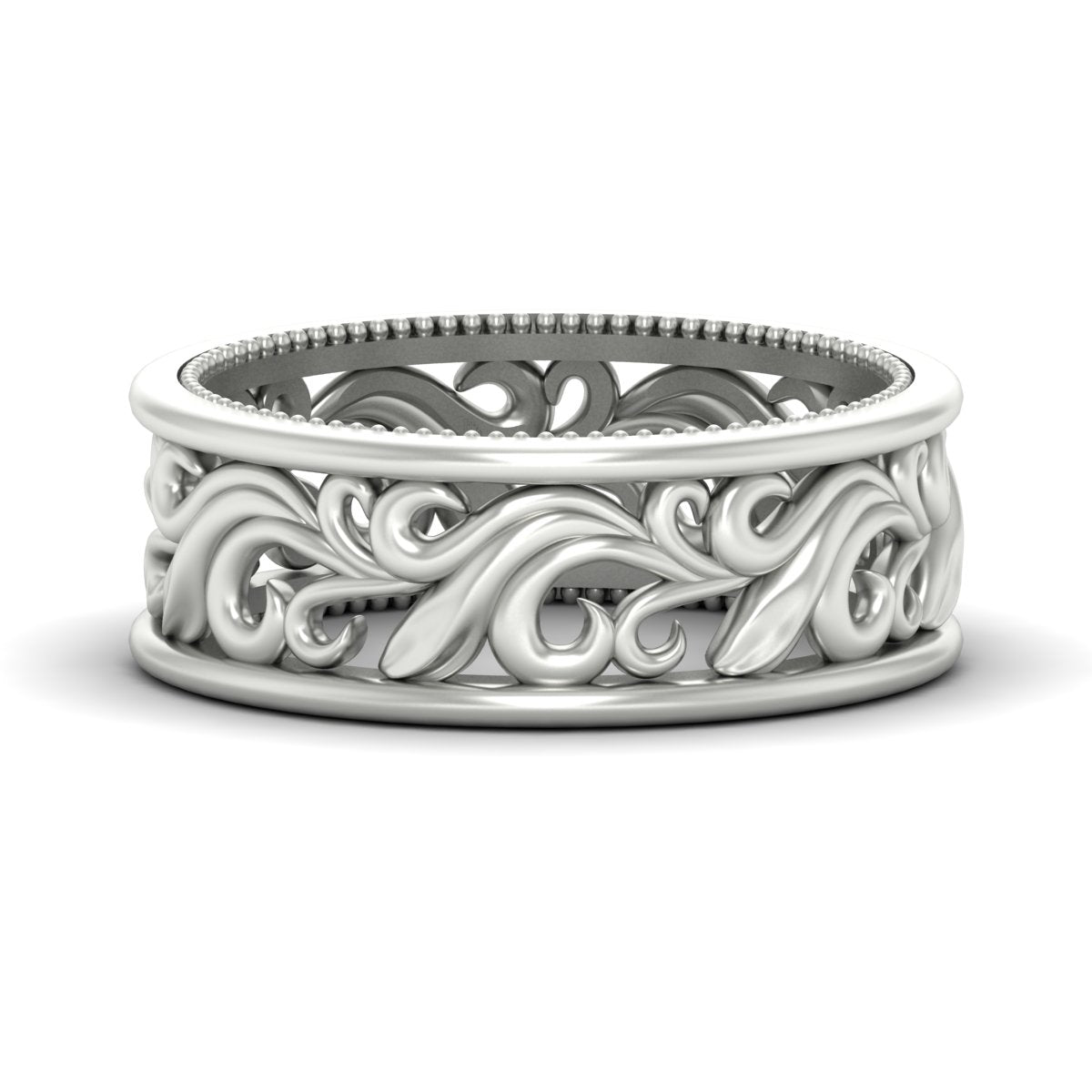Antique Mens Wide Filigree Band