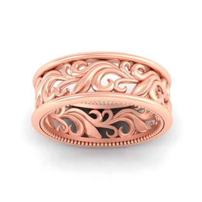 Antique Mens Wide Filigree Band
