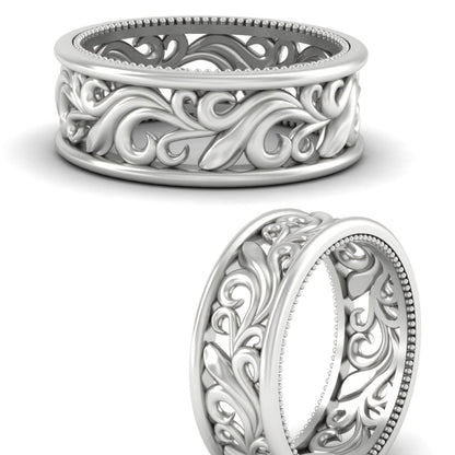 Antique Mens Wide Filigree Band