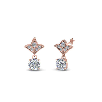 Art Deco Inspired Round Drop Earring Half Carat