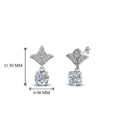 Art Deco Inspired Round Drop Earring Half Carat