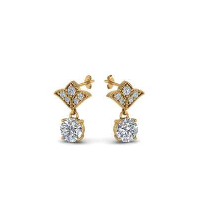 Art Deco Inspired Round Drop Earring Half Carat