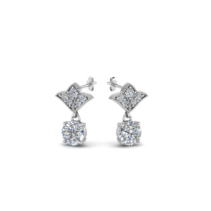 Art Deco Inspired Round Drop Earring Half Carat