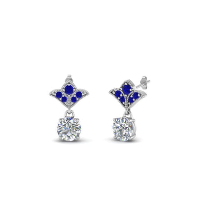 Art Deco Inspired Round Drop Earring Half Carat