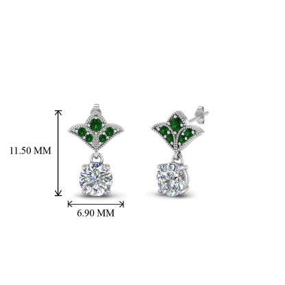 Art Deco Inspired Round Drop Earring Half Carat