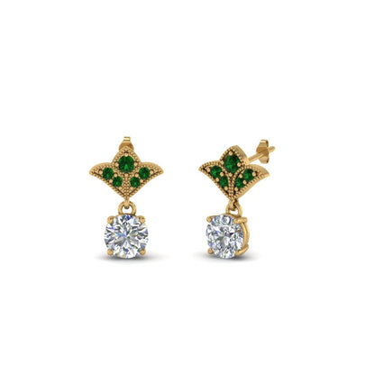 Art Deco Inspired Round Drop Earring Half Carat