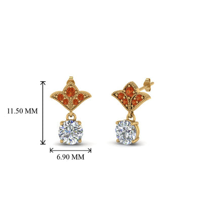 Art Deco Inspired Round Drop Earring Half Carat