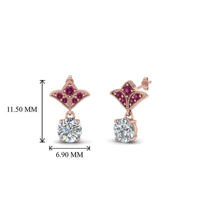 Art Deco Inspired Round Drop Earring Half Carat