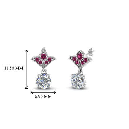 Art Deco Inspired Round Drop Earring Half Carat