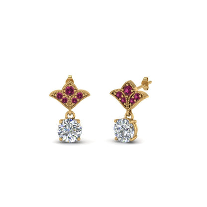 Art Deco Inspired Round Drop Earring Half Carat
