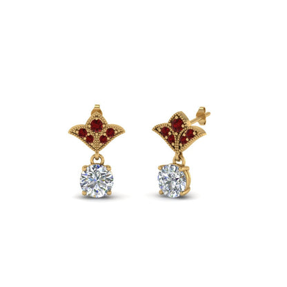 Art Deco Inspired Round Drop Earring Half Carat