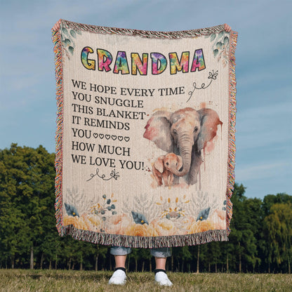 To My Grandma - Elephant Woven Blanket