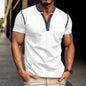 Men's Summer Polo Shirt with Button V-Neck, Short-sleeved