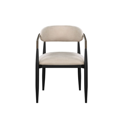 Set of 2 Beige and Black Armchair with Open Back