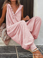 Women's Casual Sleeveless Hooded Long Jumpsuit With Drawstring Ankle Cuffs