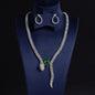 S925 Silver Curved Snake Necklace with Zirconia and Diamonds
