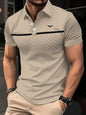 Men's Slim-Fit Printed Lapel Short-Sleeve Polo Shirt