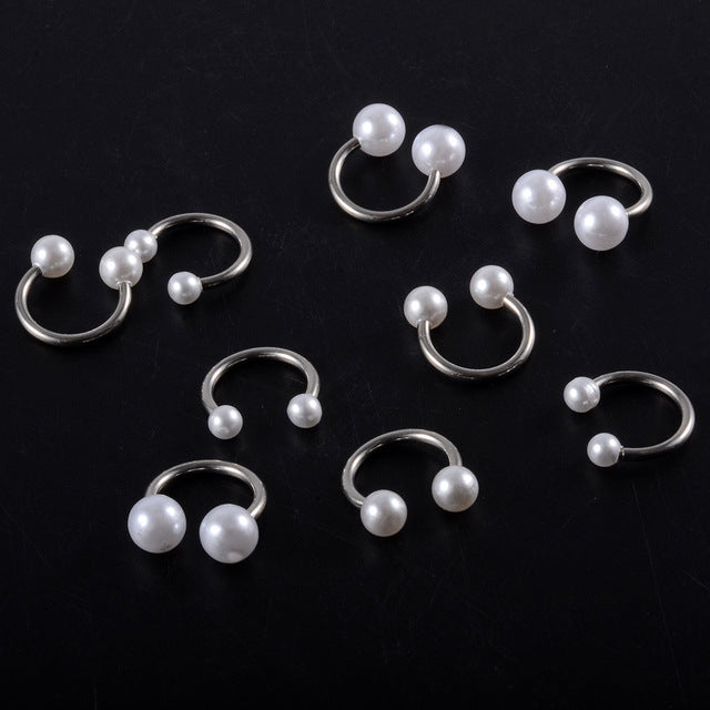 Simple Pearl White Labret Stud Earrings Human Body Piercing Accessories